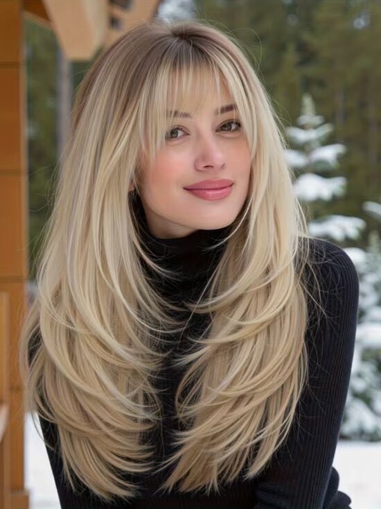 Other - NWT 24 Inch Golden Smoky Ombre Synthetic  Wig with Bangs